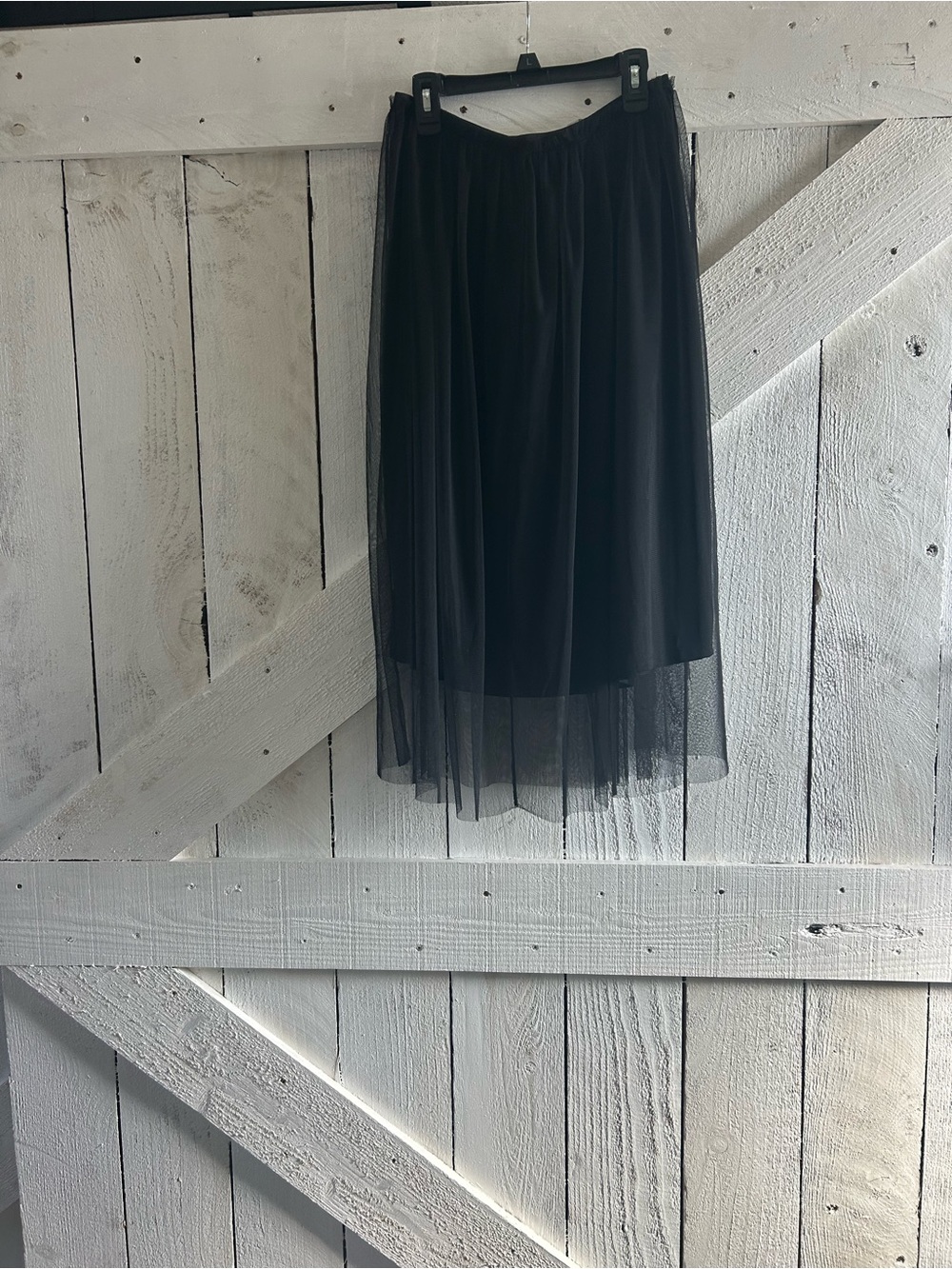 Black Tulle Midi Skirt